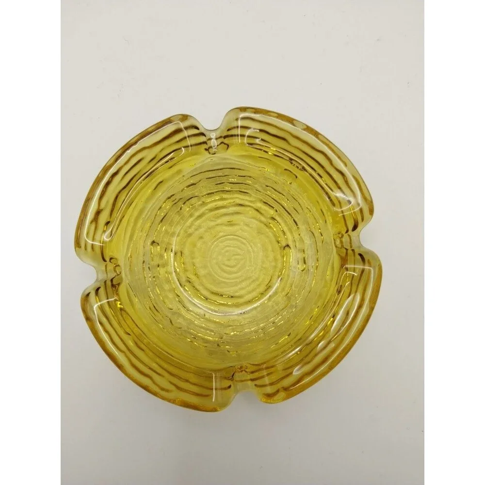Vintage 60s  Anchor Hocking  Soreno Glass Ashtray  Rippled Design EUC4in Dia